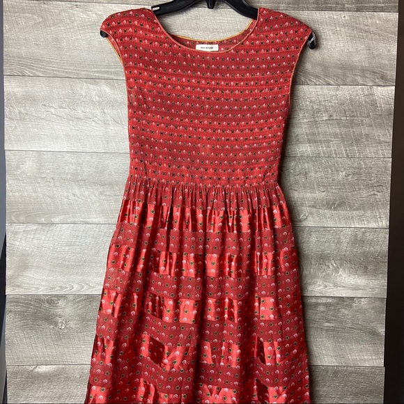 Max studio smocked cap sleeve boho print dress - Picture 2 of 11